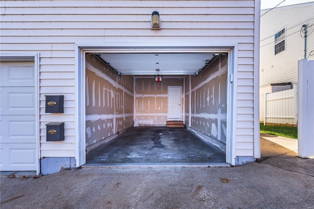 view of garage