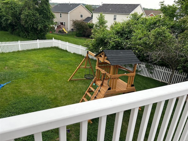 view of yard with a playground