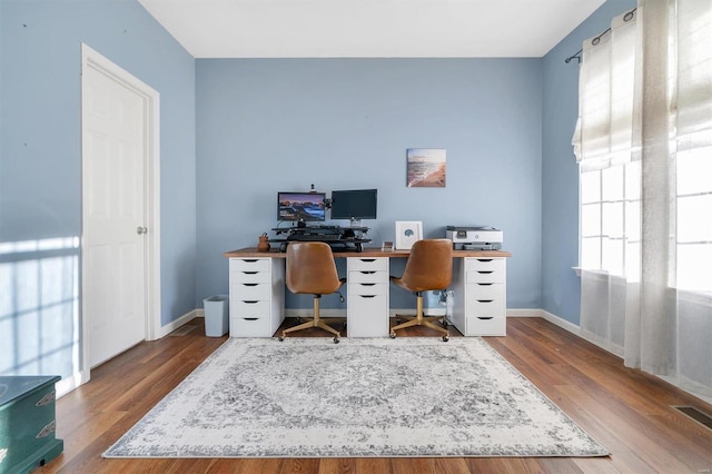 office space featuring hardwood / wood-style flooring