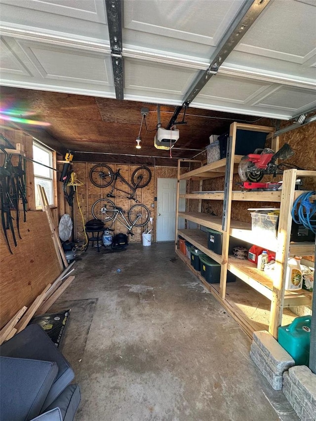 garage with a garage door opener