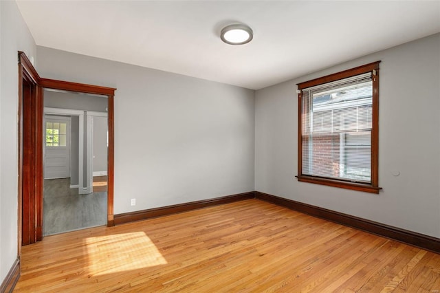 spare room with light hardwood / wood-style floors