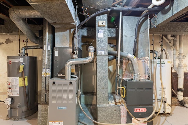 utility room featuring water heater