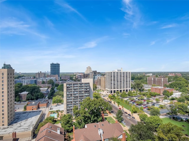 bird's eye view with a city view