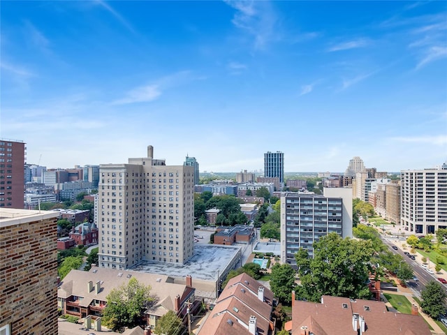 bird's eye view with a city view