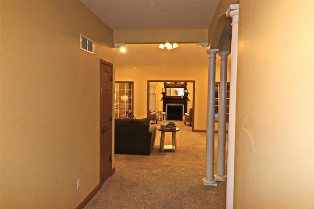 corridor with decorative columns