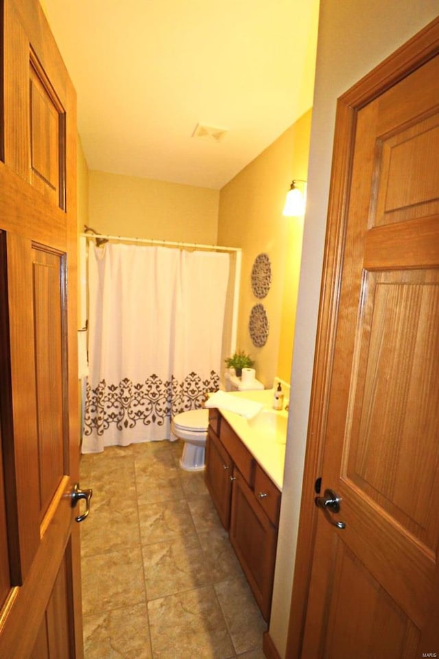 bathroom with toilet and vanity