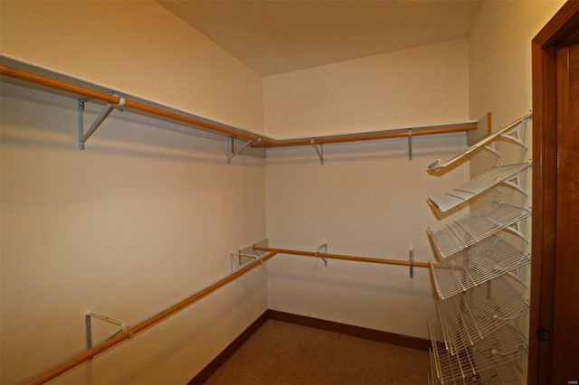 spacious closet with dark carpet