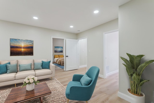 living room with light wood-type flooring