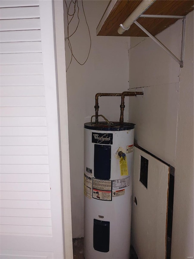 utility room featuring water heater