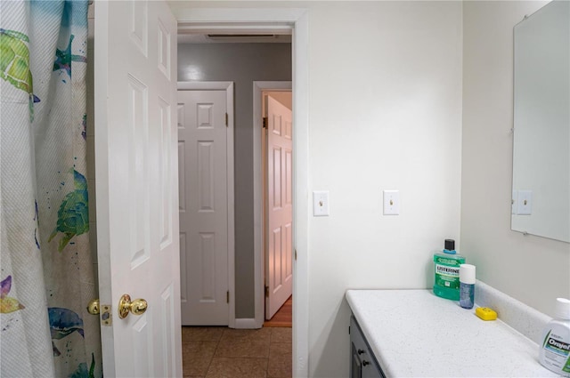 bathroom featuring vanity and tile patterned floors