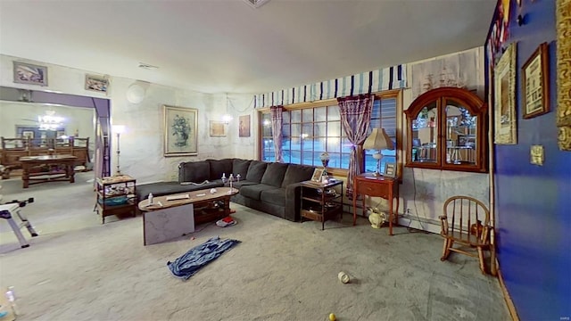 living room with carpet floors