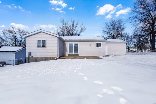 view of snow covered property