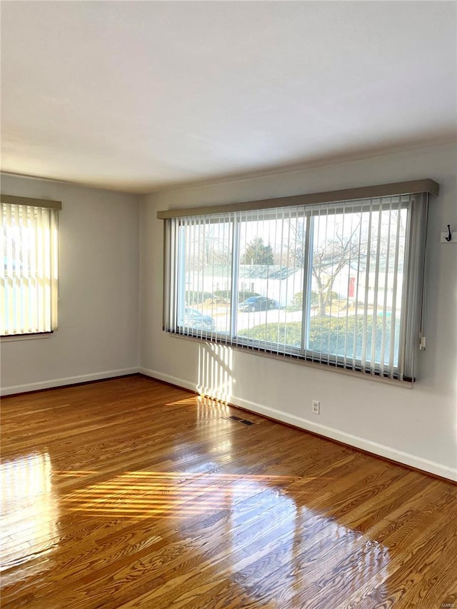 spare room with a healthy amount of sunlight and wood-type flooring