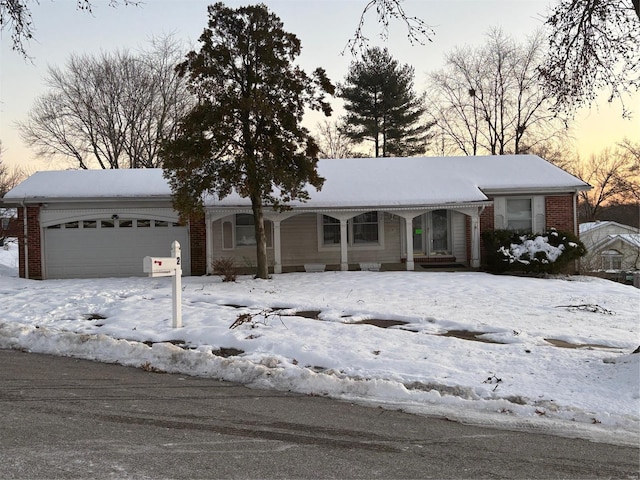 single story home with a garage