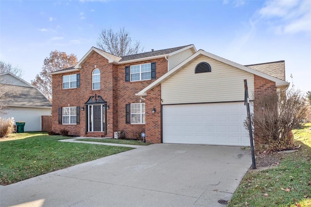 view of front of property with a front lawn