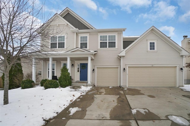 view of front of property with a garage