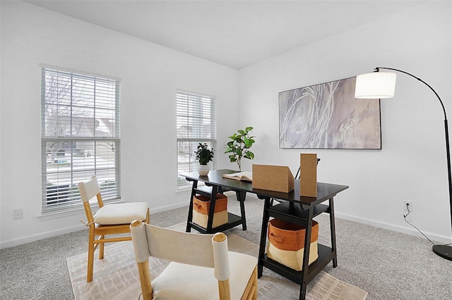 view of carpeted home office