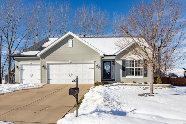 single story home featuring a garage