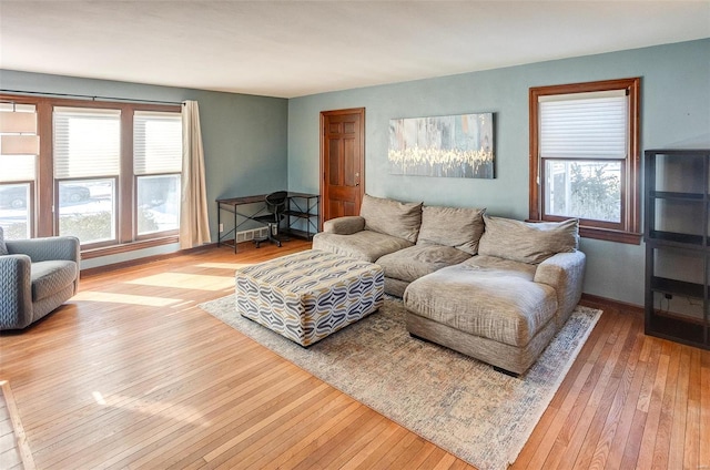 living room featuring light hardwood / wood-style flooring