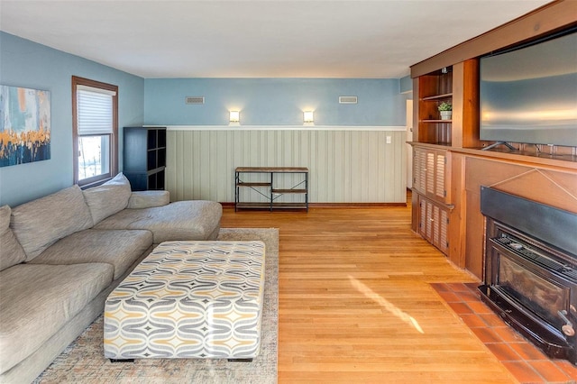 living room with hardwood / wood-style floors