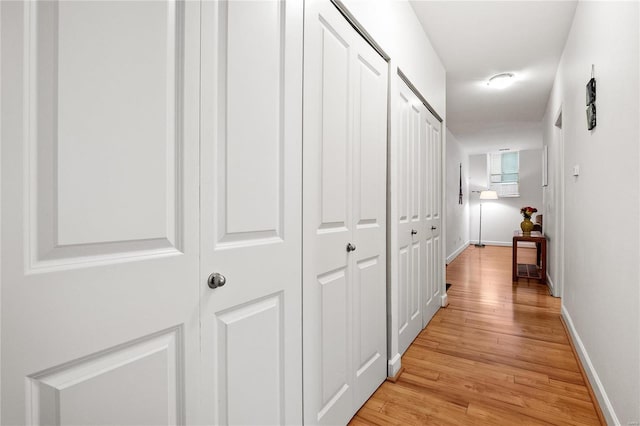 hall featuring light hardwood / wood-style flooring