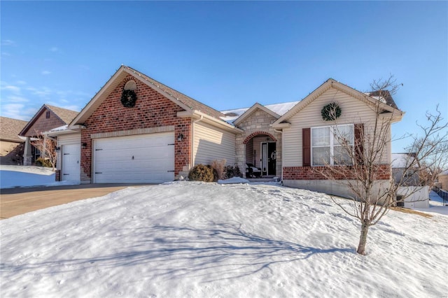 ranch-style home featuring a garage