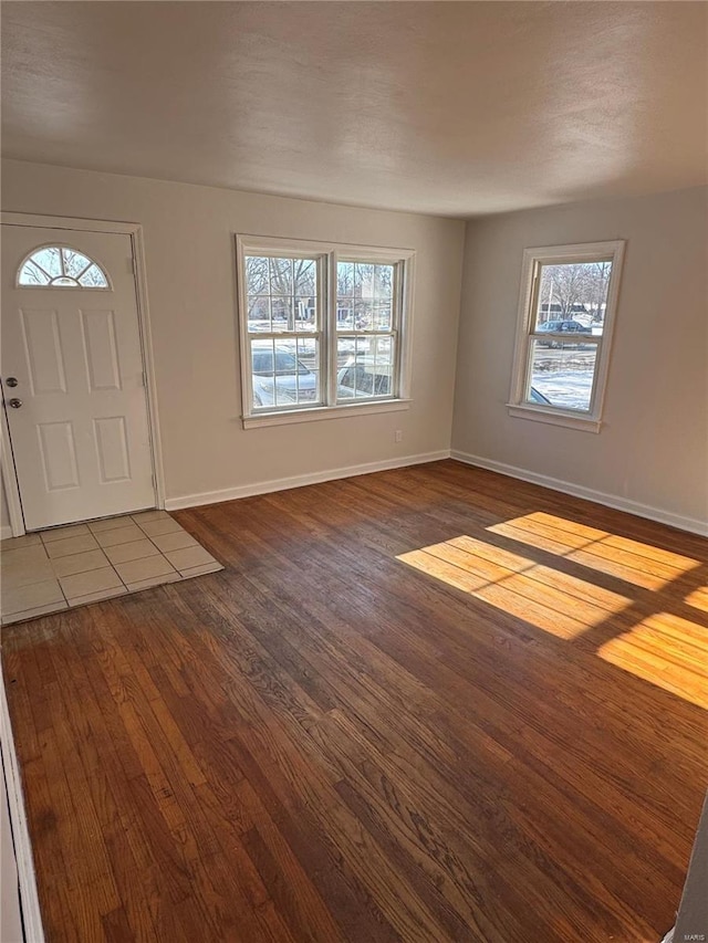 entryway featuring a healthy amount of sunlight and dark hardwood / wood-style floors