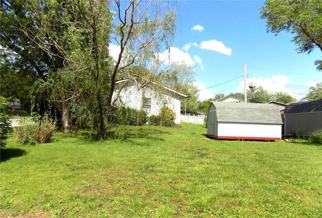 view of yard with a shed