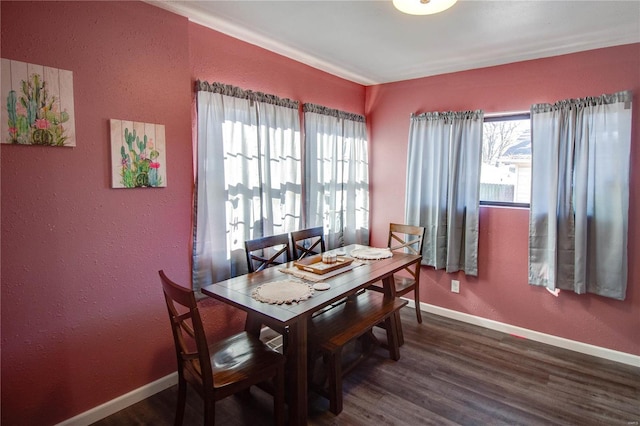 dining room with dark hardwood / wood-style floors