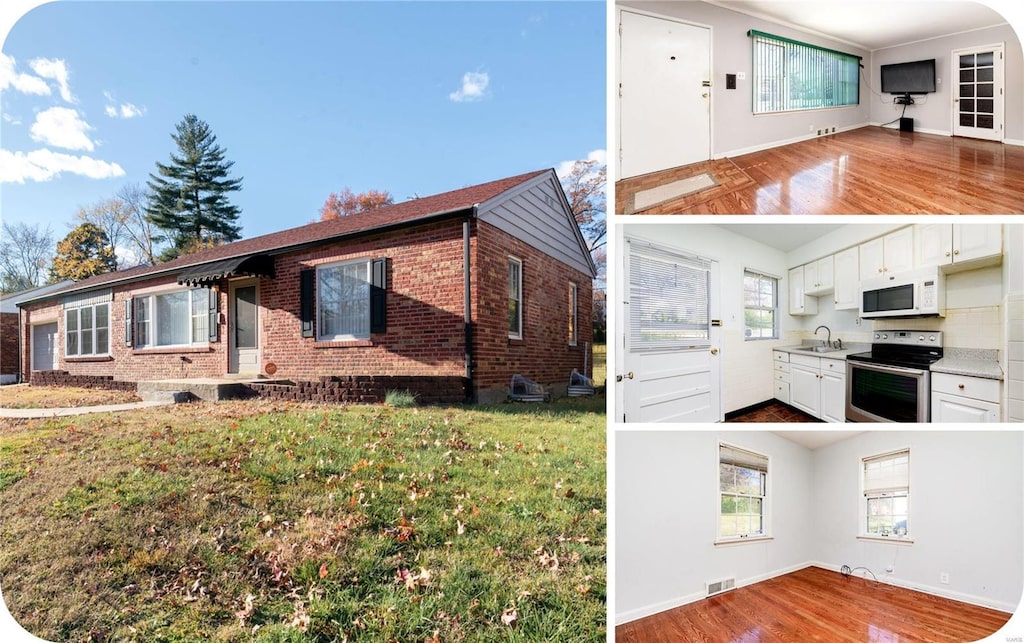 exterior space featuring a front yard, sink, and a deck