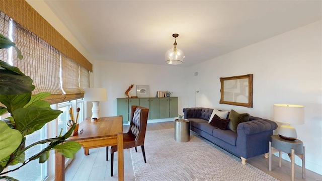 office area with hardwood / wood-style flooring