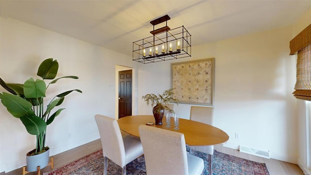 dining room with an inviting chandelier