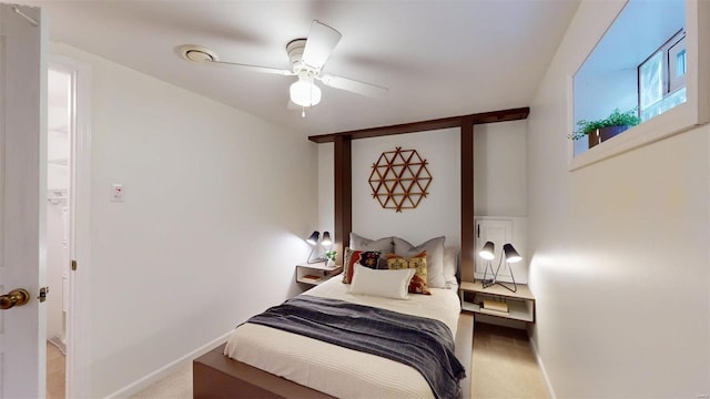 bedroom featuring ceiling fan