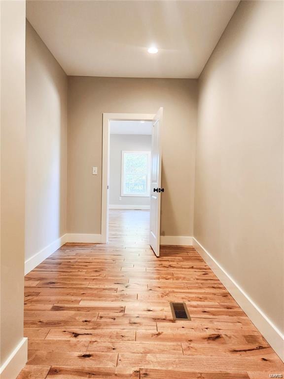 hall featuring light wood-type flooring