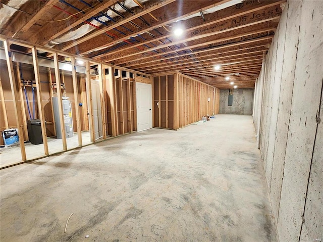 basement with electric water heater