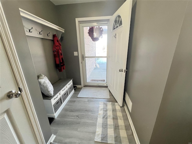 mudroom featuring light hardwood / wood-style flooring