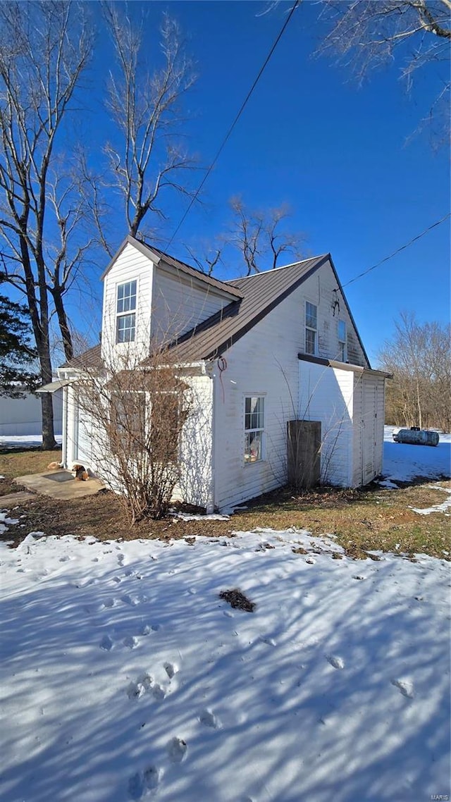 view of snow covered exterior