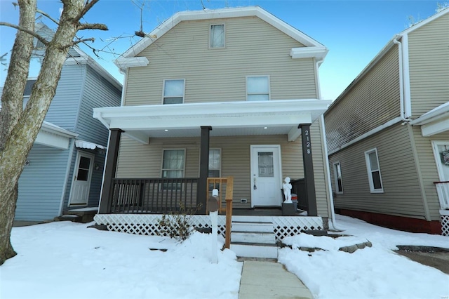 view of front of home with covered porch