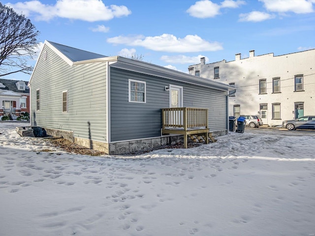 view of snow covered property