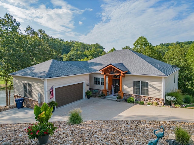 view of front of home with a garage