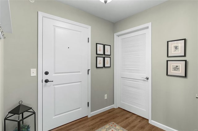 entrance foyer with hardwood / wood-style floors