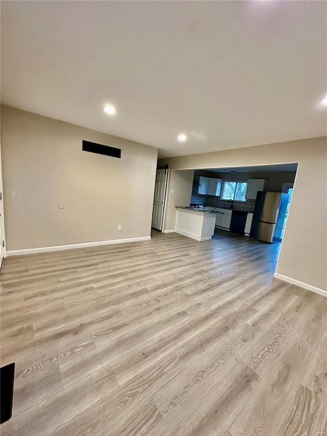 unfurnished living room featuring light hardwood / wood-style flooring