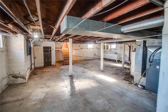 basement featuring water heater