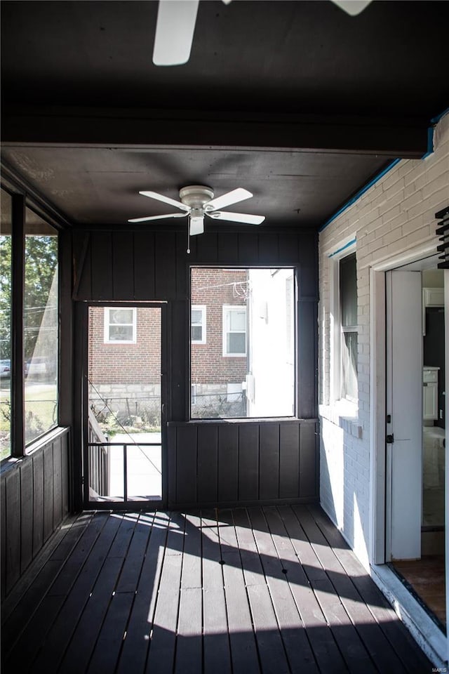 view of unfurnished sunroom