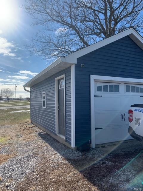 view of detached garage