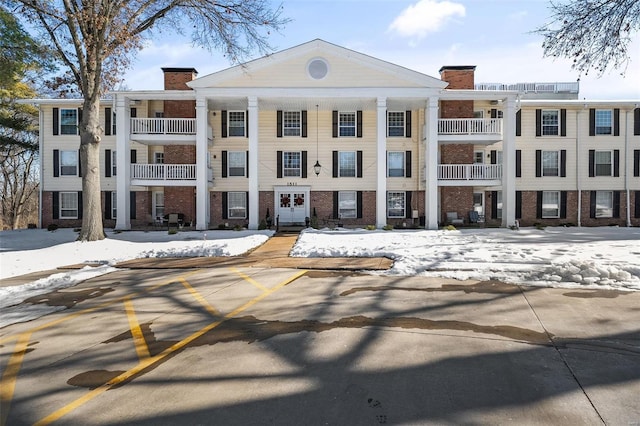 view of snow covered property