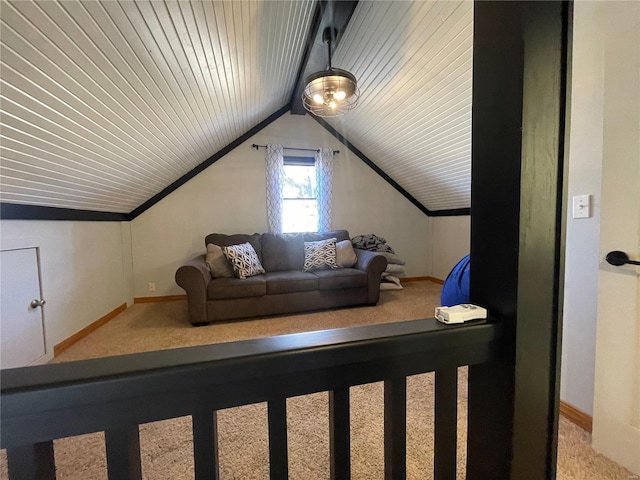 bonus room featuring vaulted ceiling and carpet flooring