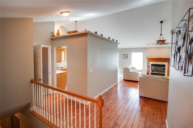 hallway with hardwood / wood-style floors