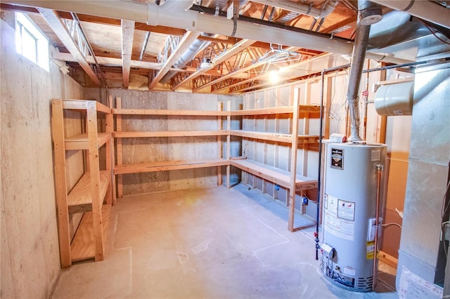 basement with gas water heater