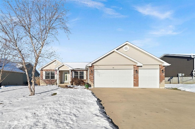 single story home with a garage